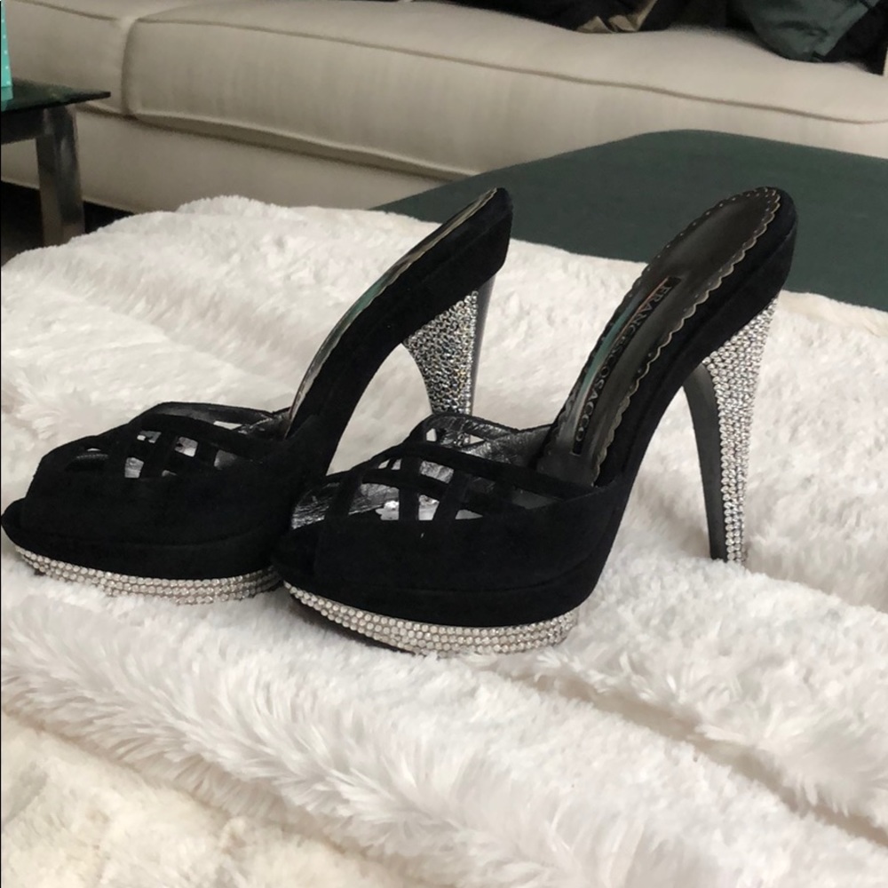 Sacco Black heels with rhinestones/crystals